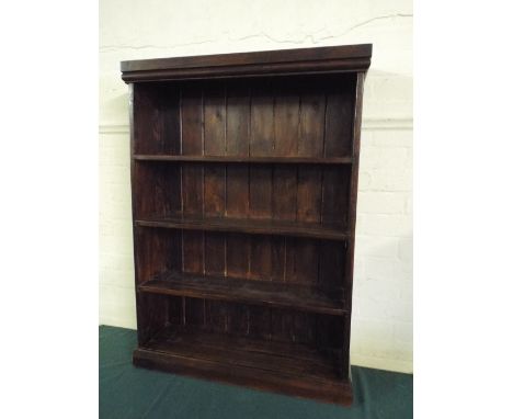 A Stained Pine Three Shelf Open Bookcase