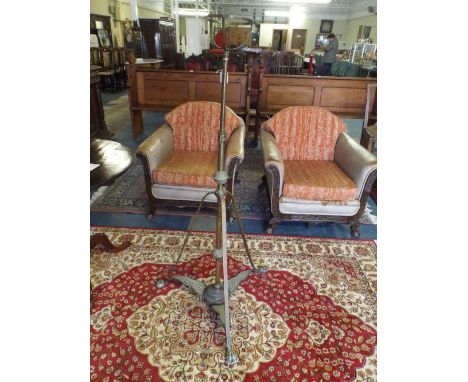 A Victorian Brass Adjustable Oil Lamp Stand 
