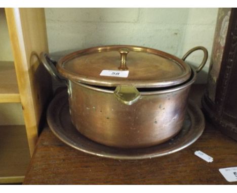 A Copper Pan, Tray and Ladle 