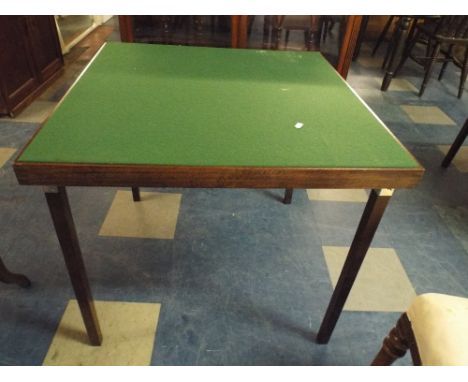 A Beize Top Card Table with Folding Legs 