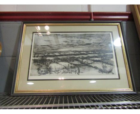 JOHN DRAWBRIDGE (1930-2005): A monotone limited edition lithograph, "Loire Valley", 19/50, signed and dated 1959, framed and 