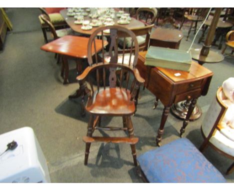 A Victorian style hoop back Windsor child's high chair, 98cm tall