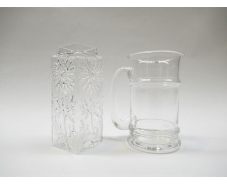 A Dartington glass Marguerite vase in clear, No.FT228, 16cm high plus a FT358 "Bamboo" Tankard. 15cm high   