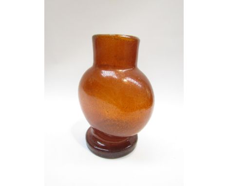 A Scandinavian glass vase in amber coloured soda glass, in the style of Eric Hoglund. 26cm high