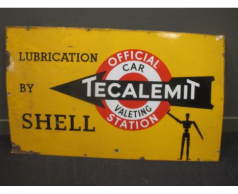 Two large vintage Shell Tecalemit enamel signs