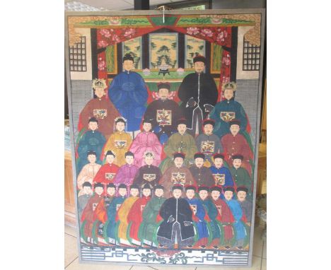 A large Chinese ancestral portrait, oil on canvas, 183 x 132cm