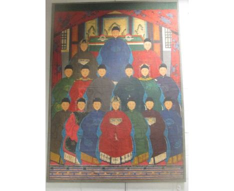 A large Chinese ancestral portrait, oil on canvas, 179 x 136cm