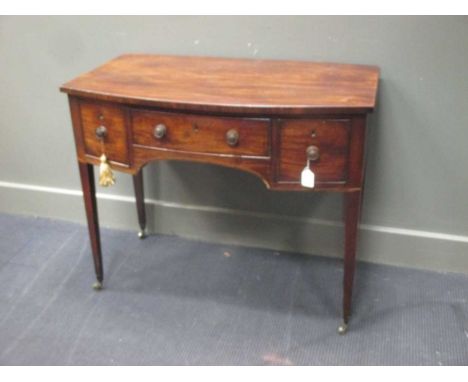 A small Georgian mahogany bow front sideboard, 75 x 91 x 50cm