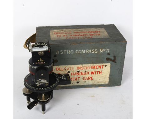 A military Astro compass Mark II, 6A/1174, in original travel case 