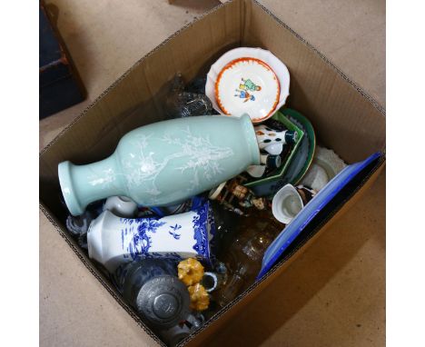 Vases, candlestick, glass beerstein etc 