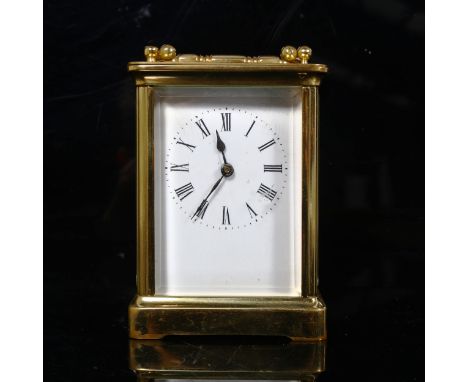 A French brass-cased carriage clock, case height 10.5cm, not currently working 