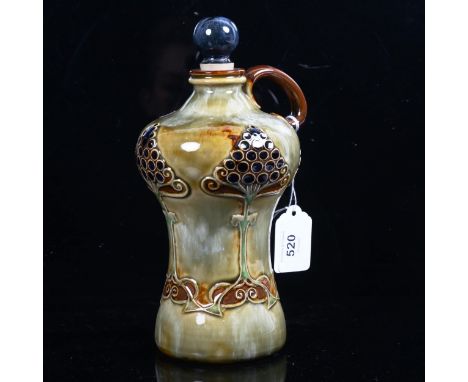Royal Doulton Art Nouveau flagon and stopper, with tube-lined decoration, height 53cm 