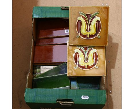 A box of Art Nouveau and other tiles 