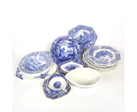 Spode Blue Room and other blue and white plates, Italian pattern bowl etc 