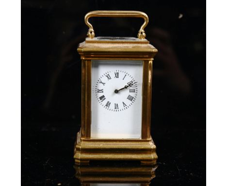 A miniature brass-cased carriage clock, case height 7cm, untested, no key 