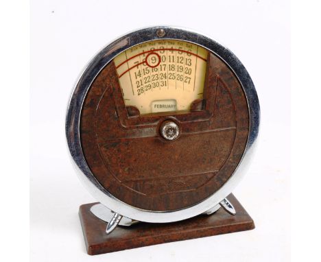 An Art Deco Major Calendox chrome-mounted Bakelite perpetual desk calendar, height 14cm 