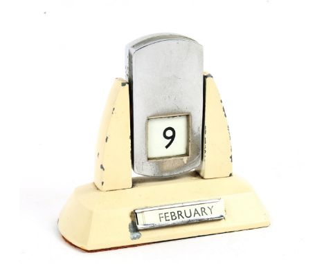 An Art Deco perpetual flip desk calendar, height 8cm 