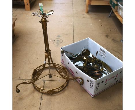 A large gilt-brass ceiling light fitting, height 74cm 