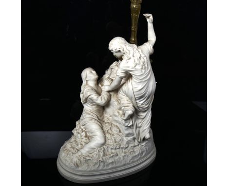 A large composition figural lamp, height 50cm (A/F) 
