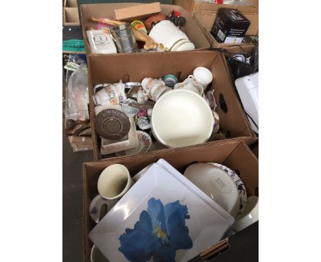 3 boxes of misc pottery items including Poole, Meakin, etc 