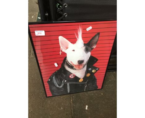 A framed print of a "punk bulldog" 