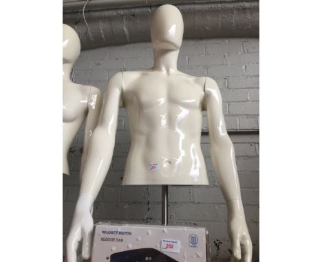 A male mannequin torso on chrome stand 