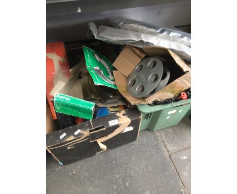 2 boxes of car garage items, including tools, parts, etc 
