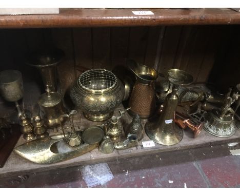 Shelf of copper and brass 