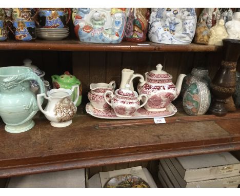 Shelf of pottery including  Royal Staffordhire, Myott etc 