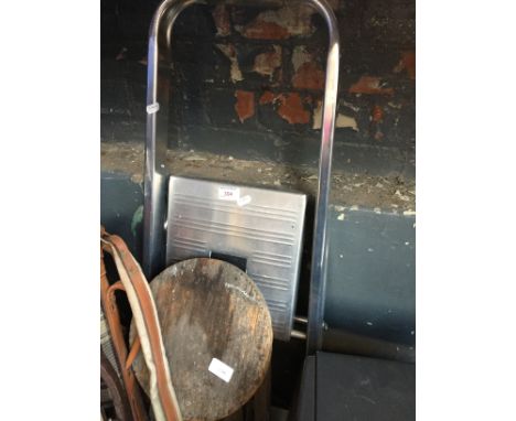 Aluminium step ladders and a wooden step ladder 