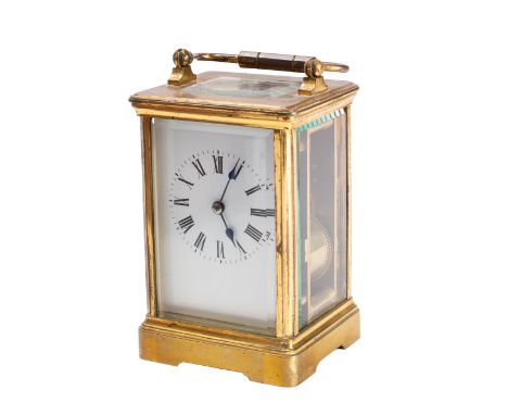A French Victorian Corniche carriage clock the eight-day duration timepiece movement having a platform lever escapement, the 