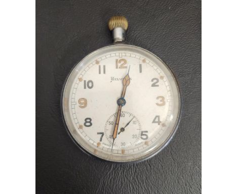 HELVETIA MILITARY POCKET WATCHthe white enamel dial with subsidiary seconds dial and Arabic numerals, with luminous hands, ma