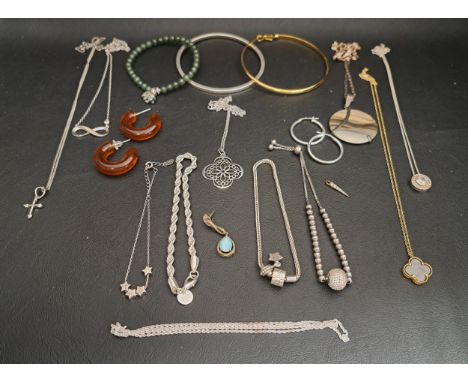 SELECTION OF SILVER AND SILVER MOUNTED JEWELLERYcomprising a Rhona Sutton charm bracelet, a star charm bracelet, a silver ban