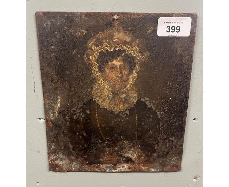 Antique oil on metal portrait - Approx image size: 18cm x 21cm 