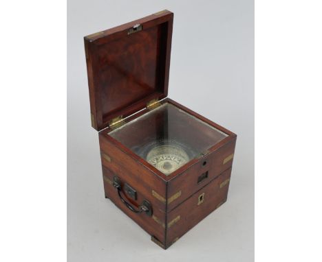 Self compensating liquid compass in case - J G West &amp; Co - Approx size: W: 16cm D: 16cm H: 17cm 