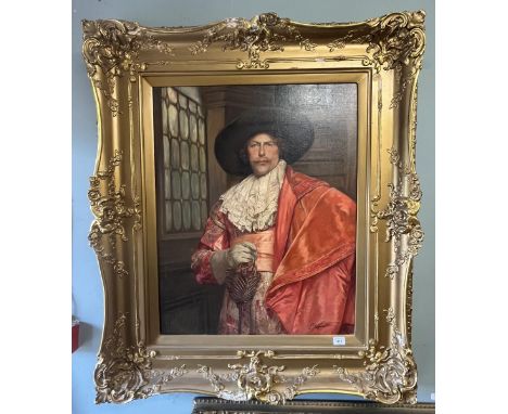 Fine oil on canvas portrait of a cavalier in ornate gilt frame - Approx image size: 63cm x 80cm 