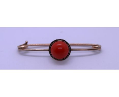9ct rose gold coral set tie pin 