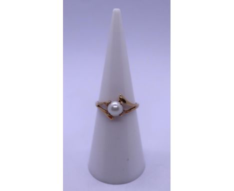 9ct gold &amp; pearl ring - size K