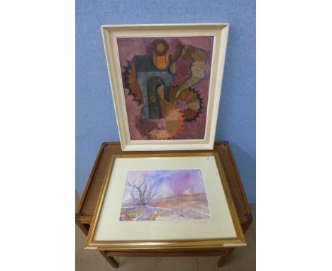 British School (mid 20th Century), abstract, mixed media, framed