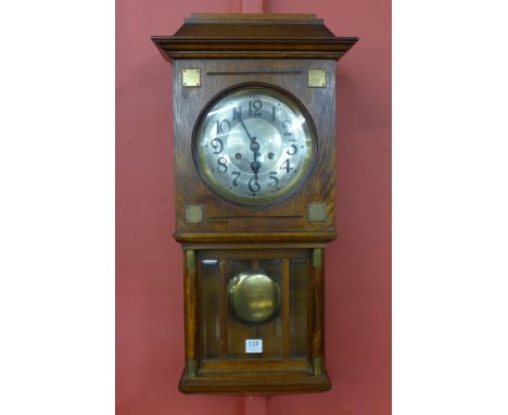 A German Secessionist oak wall clock
