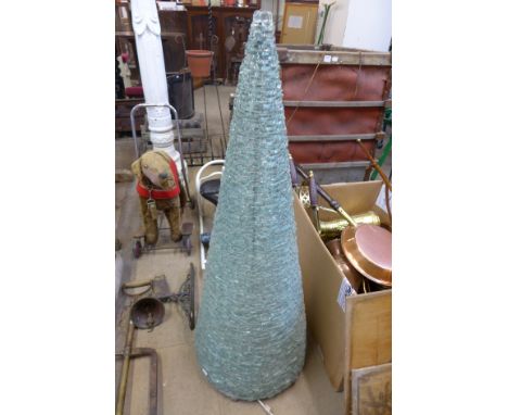 A glass conical floor lamp