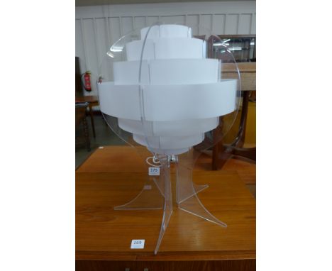 An Italian style perspex table lamp