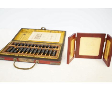 Cased oriental abacus & Cased 24k oriental souvenir 