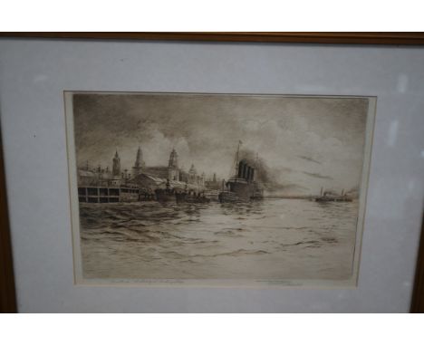 Early signed print of the Lusitania  