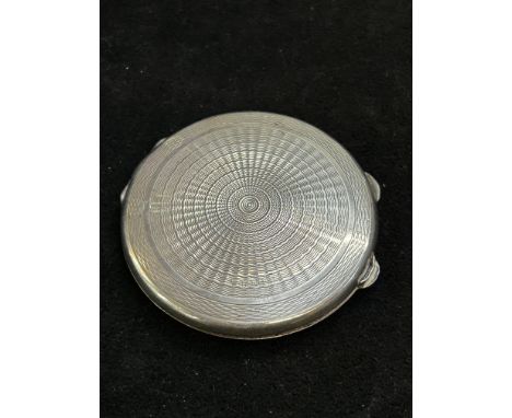 Silver mirrored compact Weight 64g inscribed & noticeable bruise 