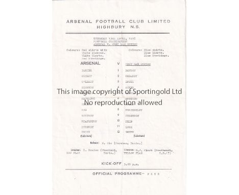 ARSENAL    Fourteen home single sheet Reserve team programmes for season 1975/6 v. QPR, Bournemouth, Bristol City, Cardiff, p