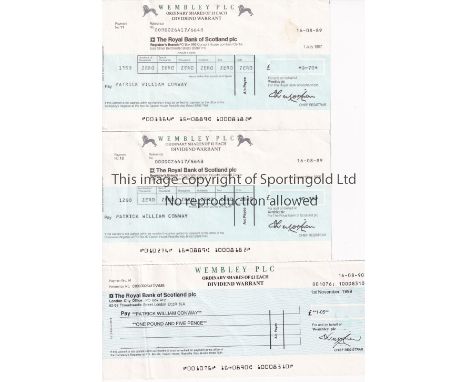 WEMBLEY PLC      Fourteen share dividend cheques 1997-2003.    Good