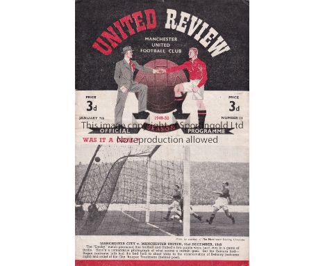 MANCHESTER UTD - WEYMOUTH 50   Manchester United home programme v Weymouth, 7/1/50, Cup 3rd Round, United won 4-0. Slight fol