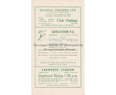 TOTTENHAM HOTSPUR      Programme for the away Eastern Counties League match v Gorleston 6/10/1956.    Good
