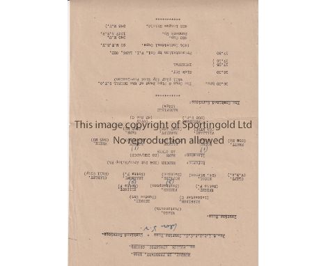 WARTIME FOOTBALL IN INDIA 1946   Single sheet programme for the match at Police Athletic Ground 18/2/1946, Combined Services 